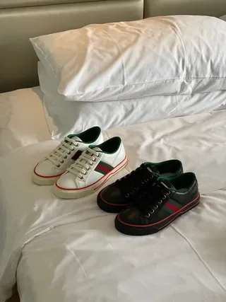 Gucci Tennis 1977 White Green Red Web Stripe Lifestyle Sneakers 7