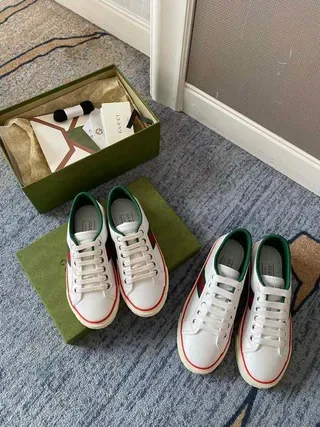 Gucci Tennis 1977 White Green Red Web Stripe Lifestyle Sneakers 8