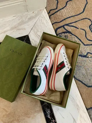 Gucci Tennis 1977 White Green Red Web Stripe Lifestyle Sneakers 9