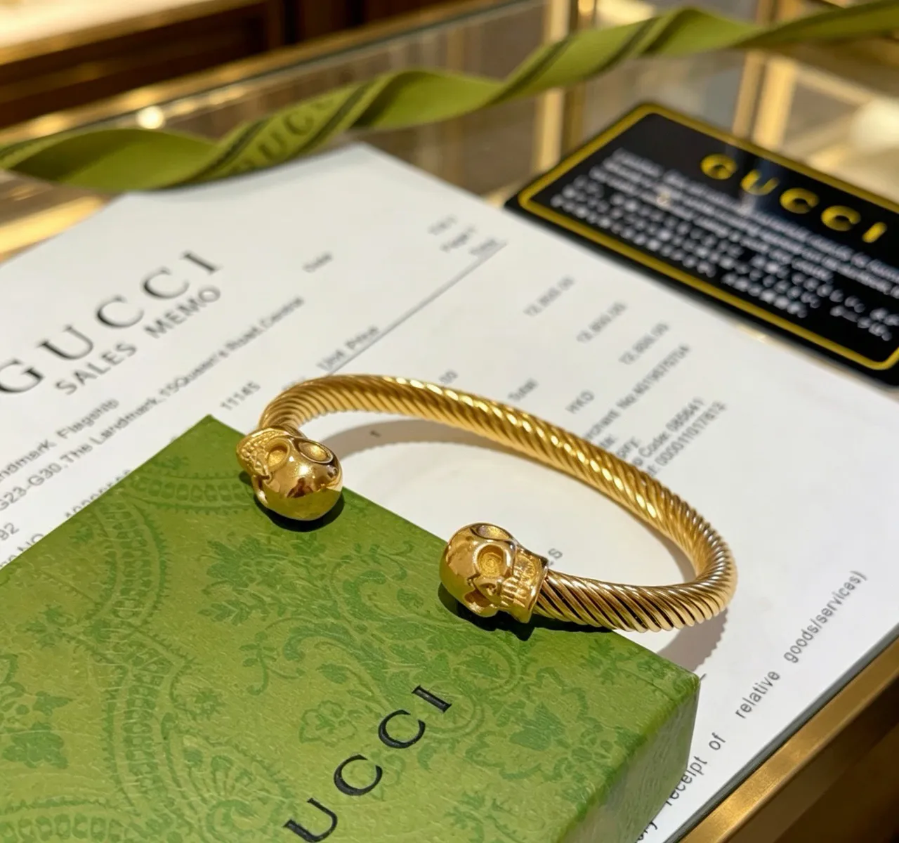Gucci Twisted Rope Cable Skull Terminal Gold-Tone Bracelet 3