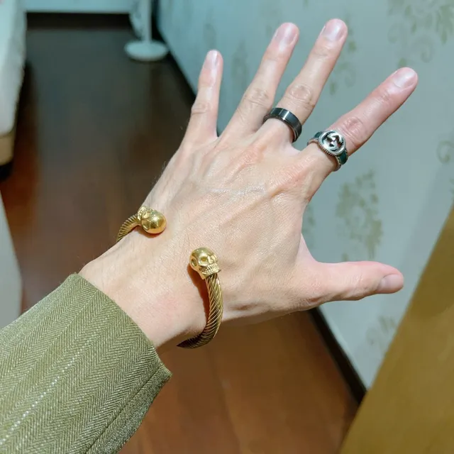 Gucci Twisted Rope Cable Skull Terminal Gold-Tone Bracelet 5