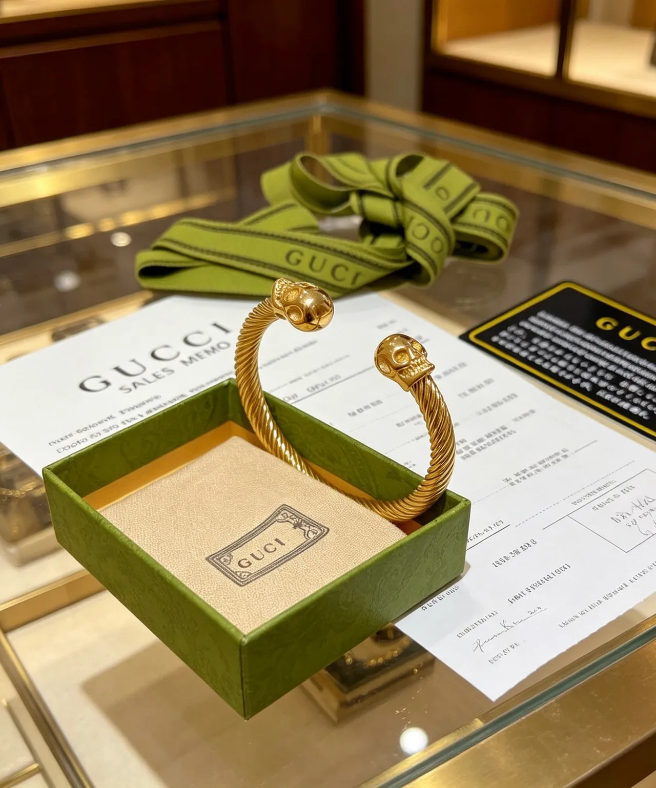 Gucci Twisted Rope Cable Skull Terminal Gold-Tone Bracelet 7