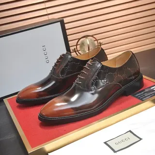 Gucci Two-Tone Monogram Cap-Toe Oxford Shoes