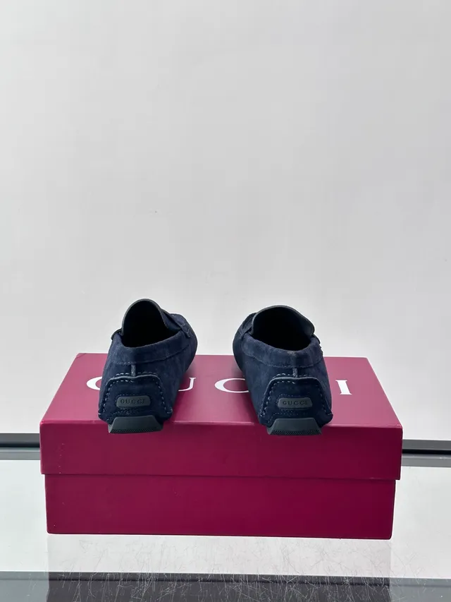 Gucci Web Loafer Navy Suede Slip-On Loafers 3