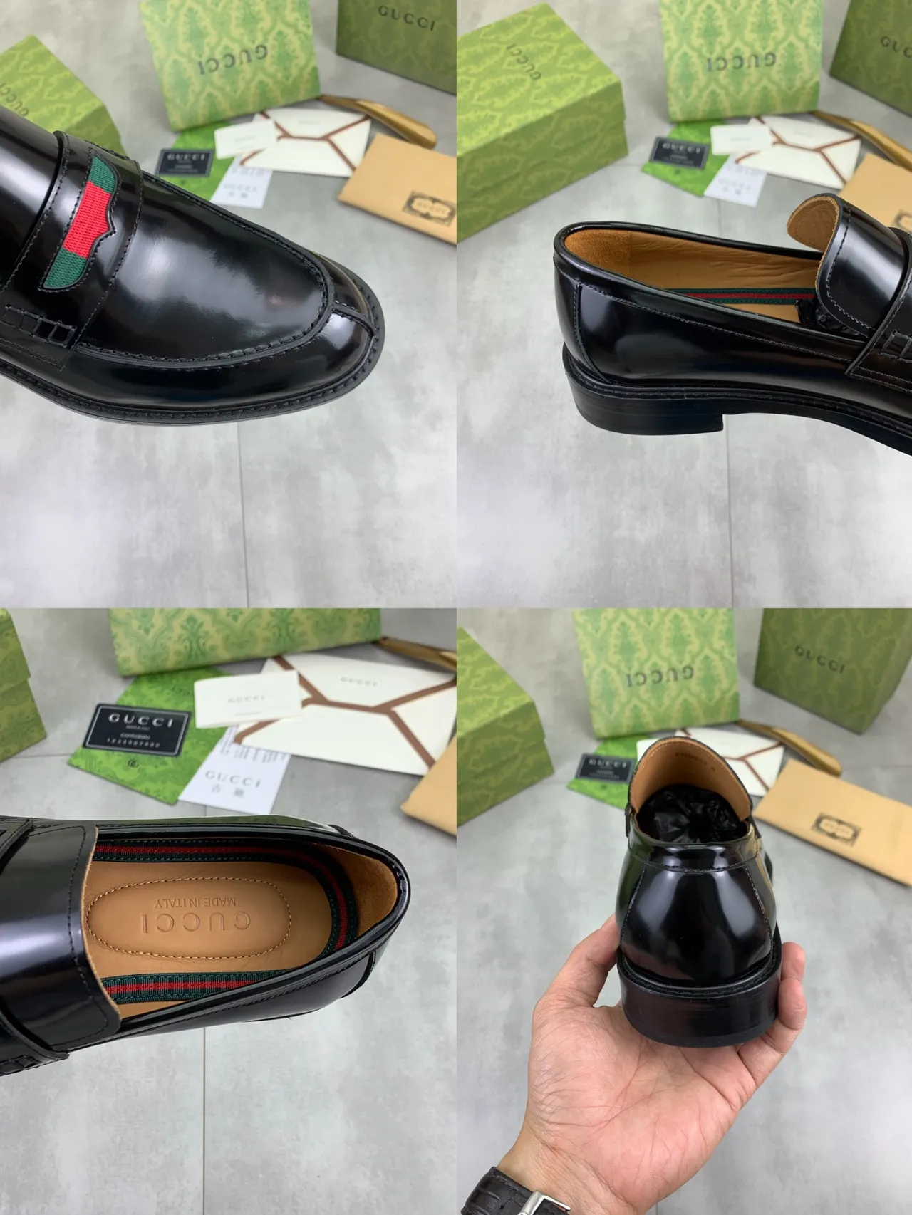 Gucci Web Stripe Patent Leather Loafer 2