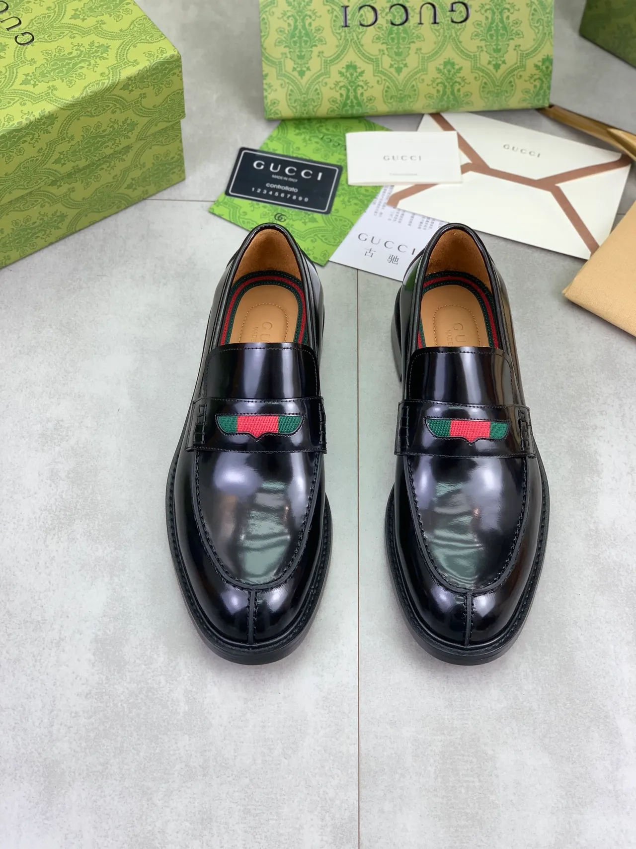 Gucci Web Stripe Patent Leather Loafer 5