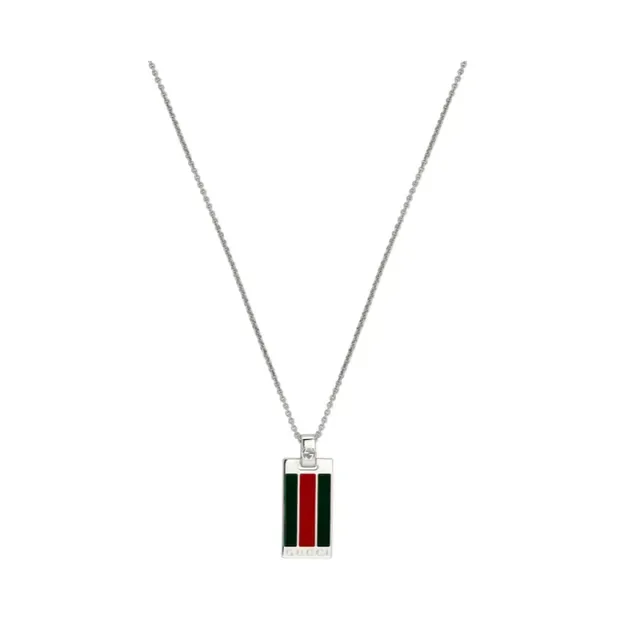Gucci Web Stripe Rectangular Pendant Necklace 7
