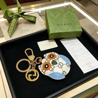 Gucci White Blue Owl-Shaped GG Monogram Leather Phone Case