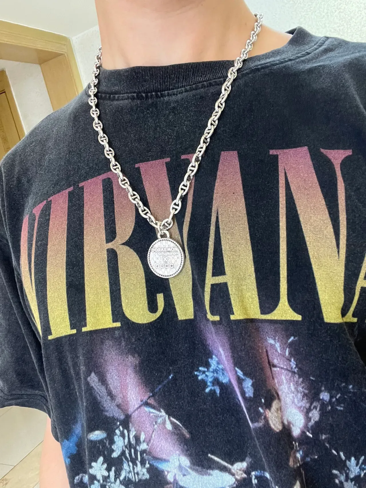 Gucci x Doraemon Silver Mariner-Link Medallion Necklace 2