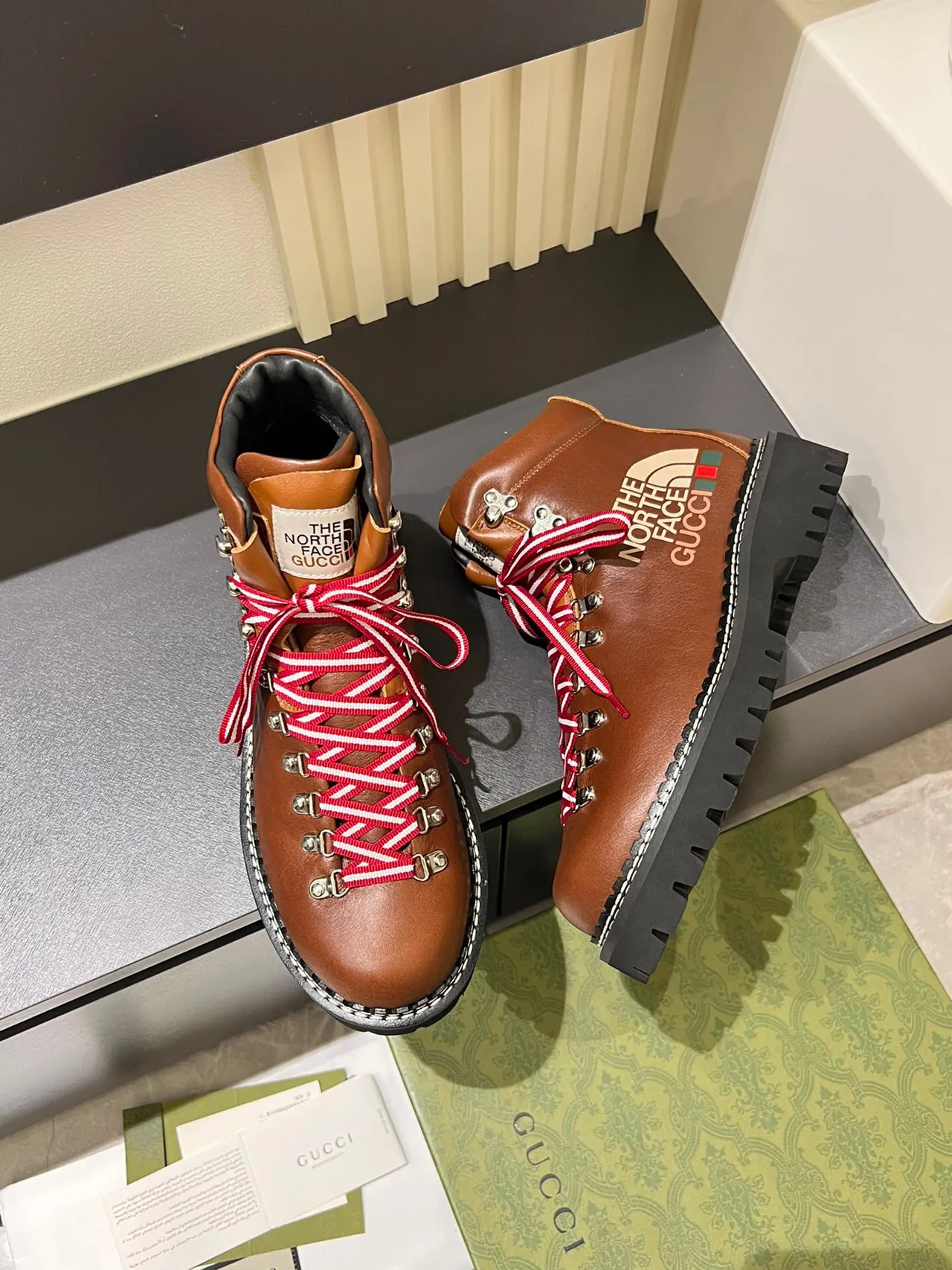 Gucci x The North Face Brown Leather Hiking Boots 4