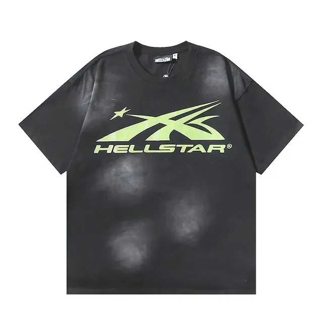 Hellstar Black Green Oversized Fit Fluorescent Graphic Print T-Shirt 2