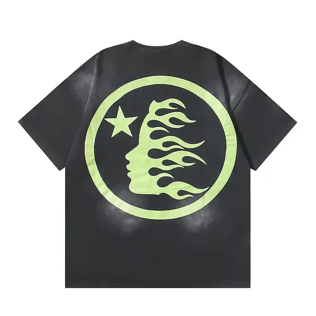 Hellstar Black Green Oversized Fit Fluorescent Graphic Print T-Shirt 3