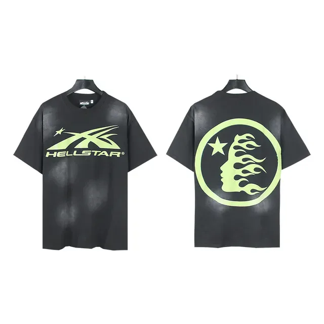 Hellstar Black Green Oversized Fit Fluorescent Graphic Print T-Shirt 4