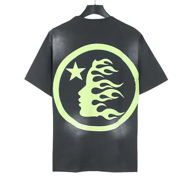 Hellstar Black Green Oversized Fit Fluorescent Graphic Print T-Shirt 6