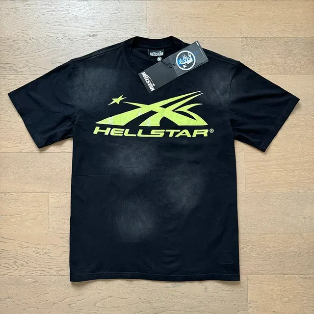 Hellstar Black Green Oversized Fit Fluorescent Graphic Print T-Shirt 8