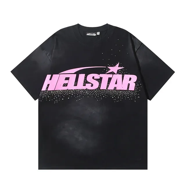 Hellstar ग्राफिक ओवरसाइज़्ड काला और गुलाबी टी-शर्ट 2