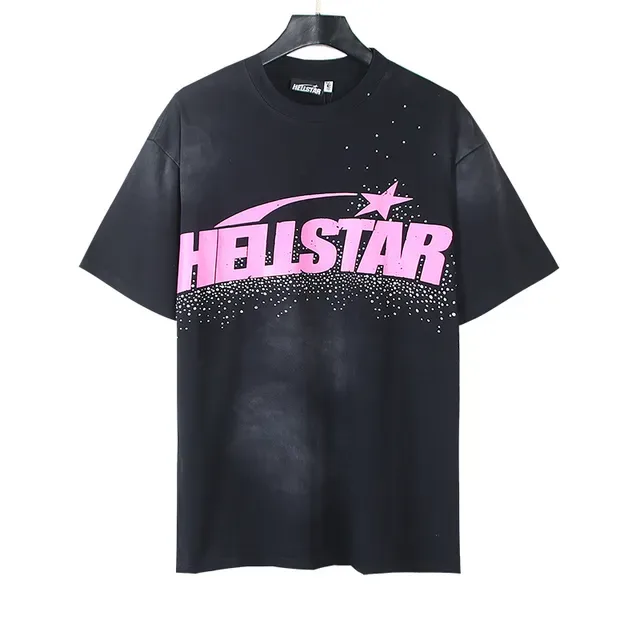 Hellstar ग्राफिक ओवरसाइज़्ड काला और गुलाबी टी-शर्ट 5