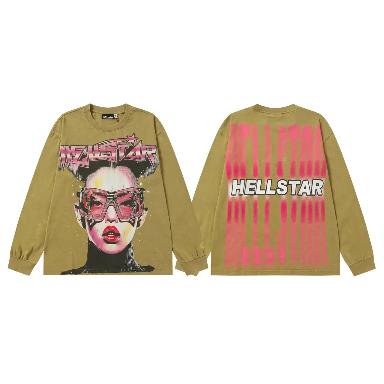 Hellstar Graphic-Print Acid-Wash Long-Sleeve T-Shirt 4