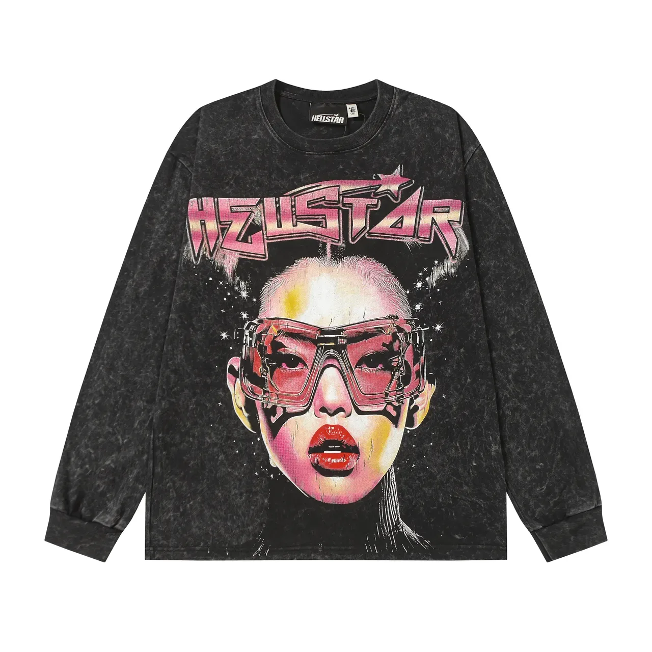 Hellstar Graphic-Print Acid-Wash Long-Sleeve T-Shirt 6
