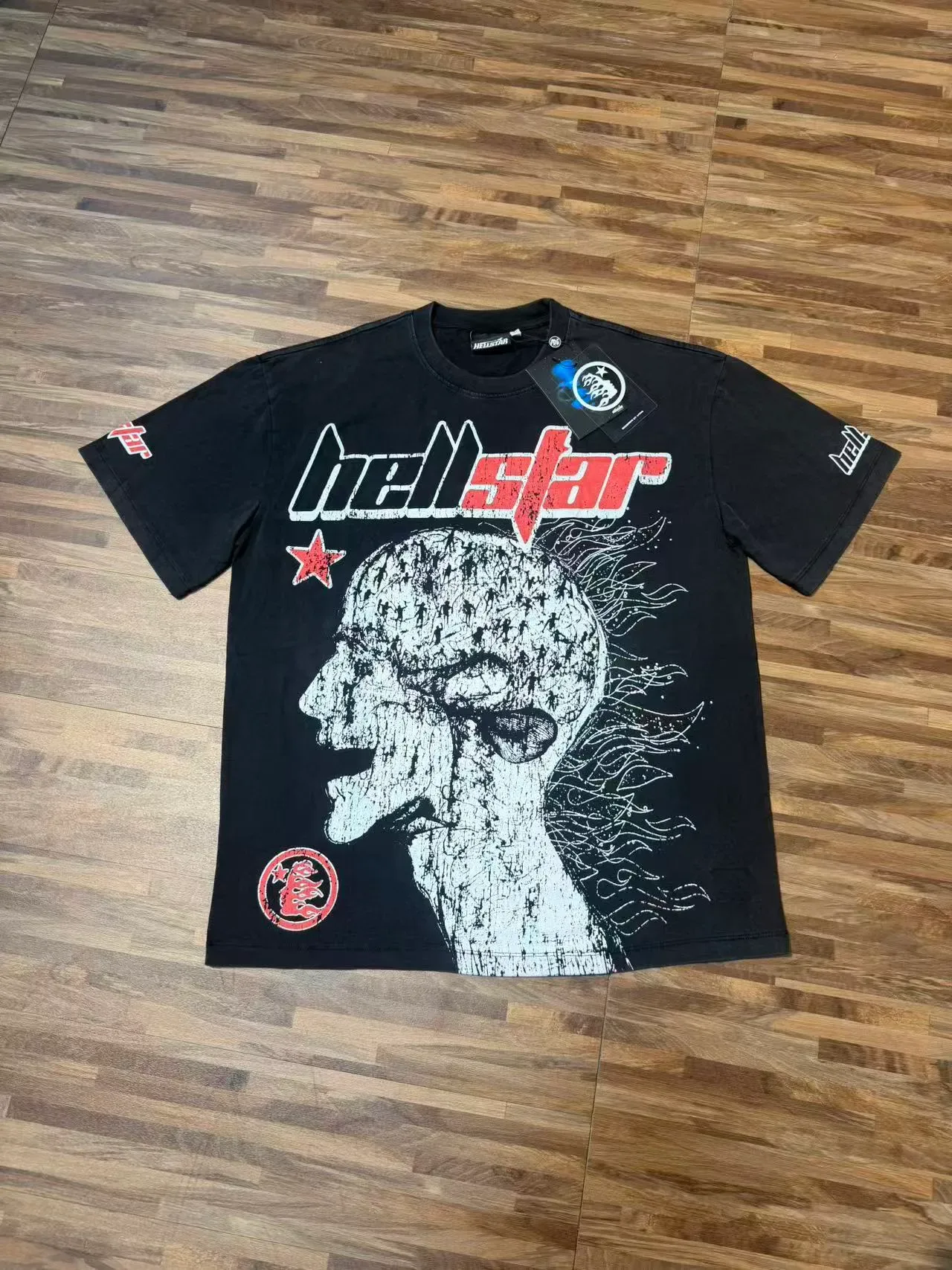 Hellstar Graphic Print Distressed Typography Oversized T-Shirt 3