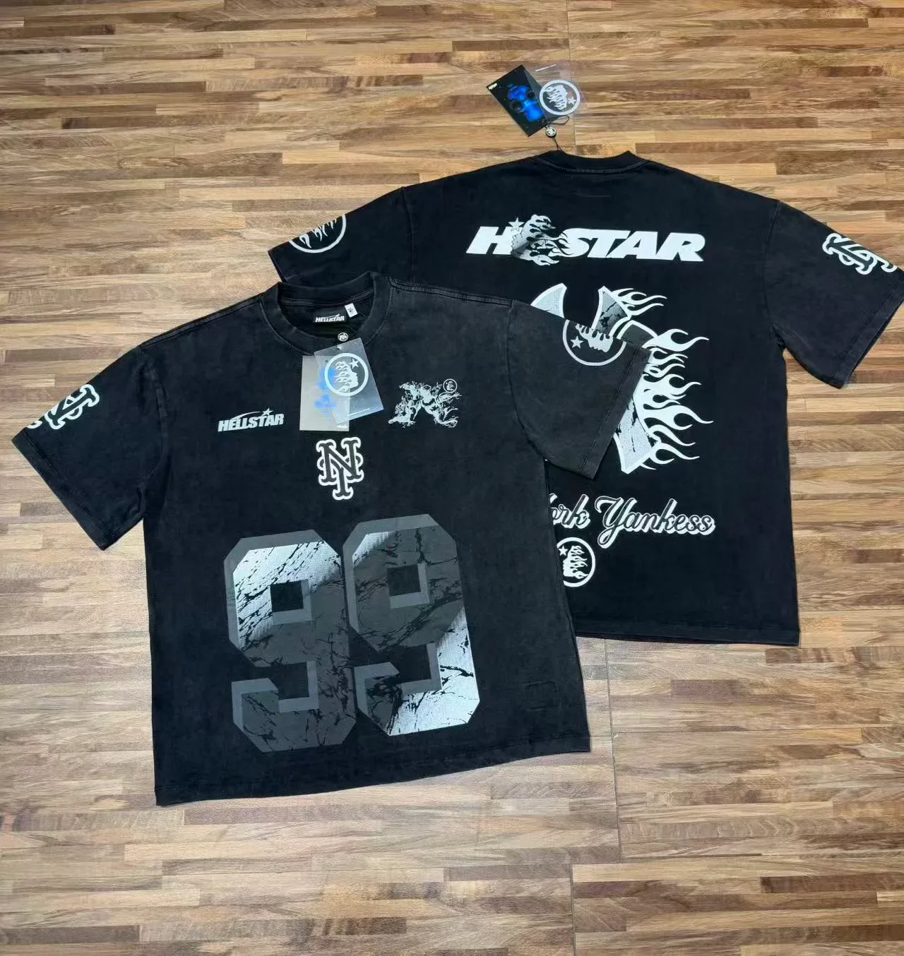 Hellstar Graphic Print Marble Numeral T-Shirt 7
