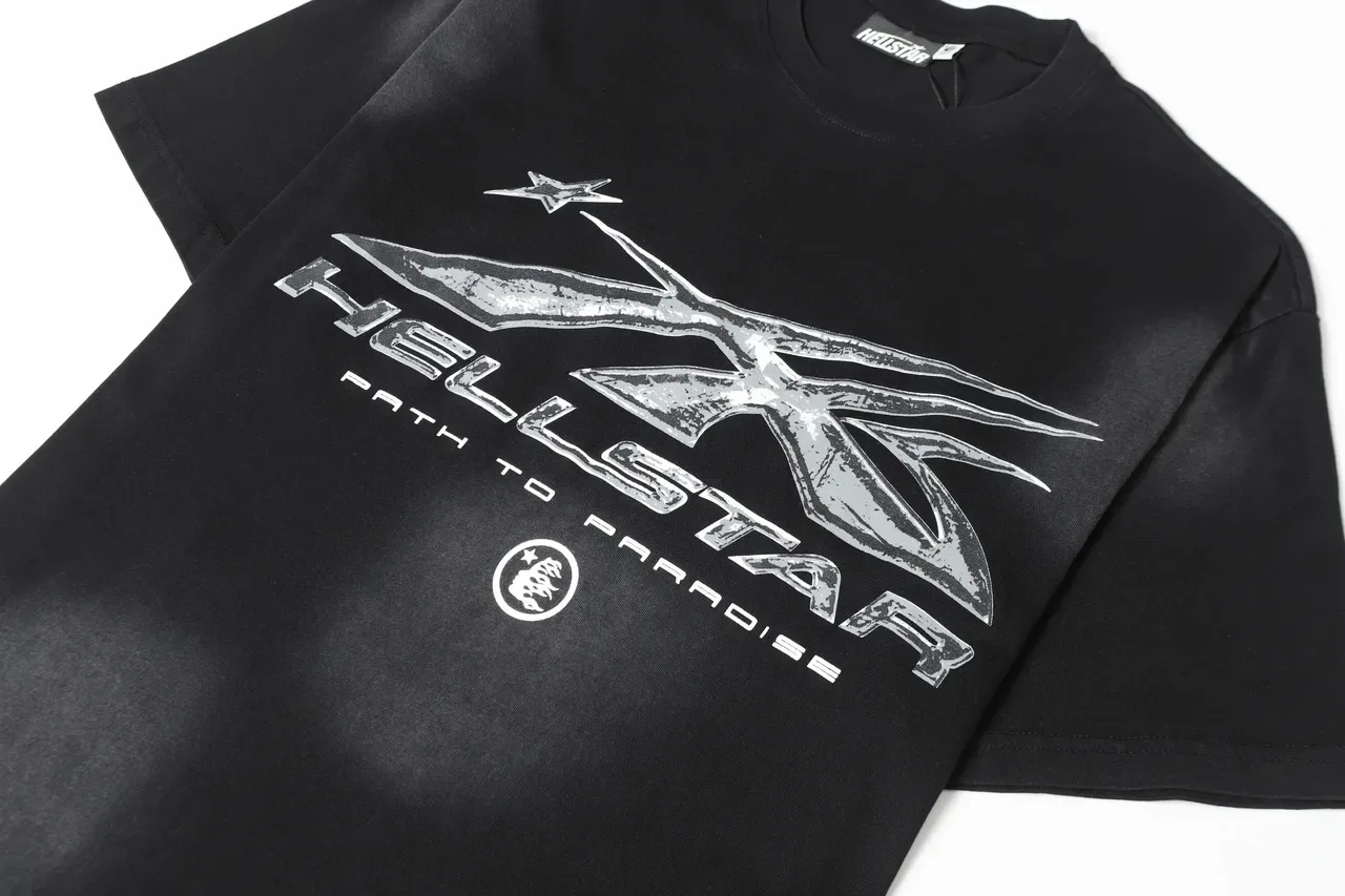Hellstar Graphic Print Metallic Silver Black T-Shirt 4