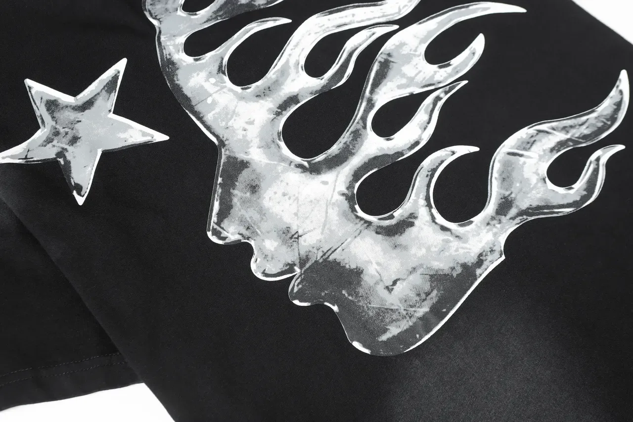 Hellstar Graphic Print Metallic Silver Black T-Shirt 6