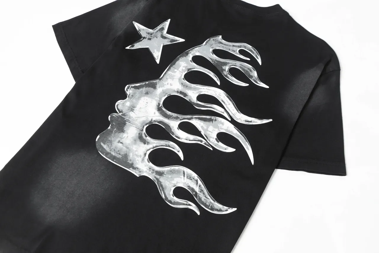 Hellstar Graphic Print Metallic Silver Black T-Shirt 8