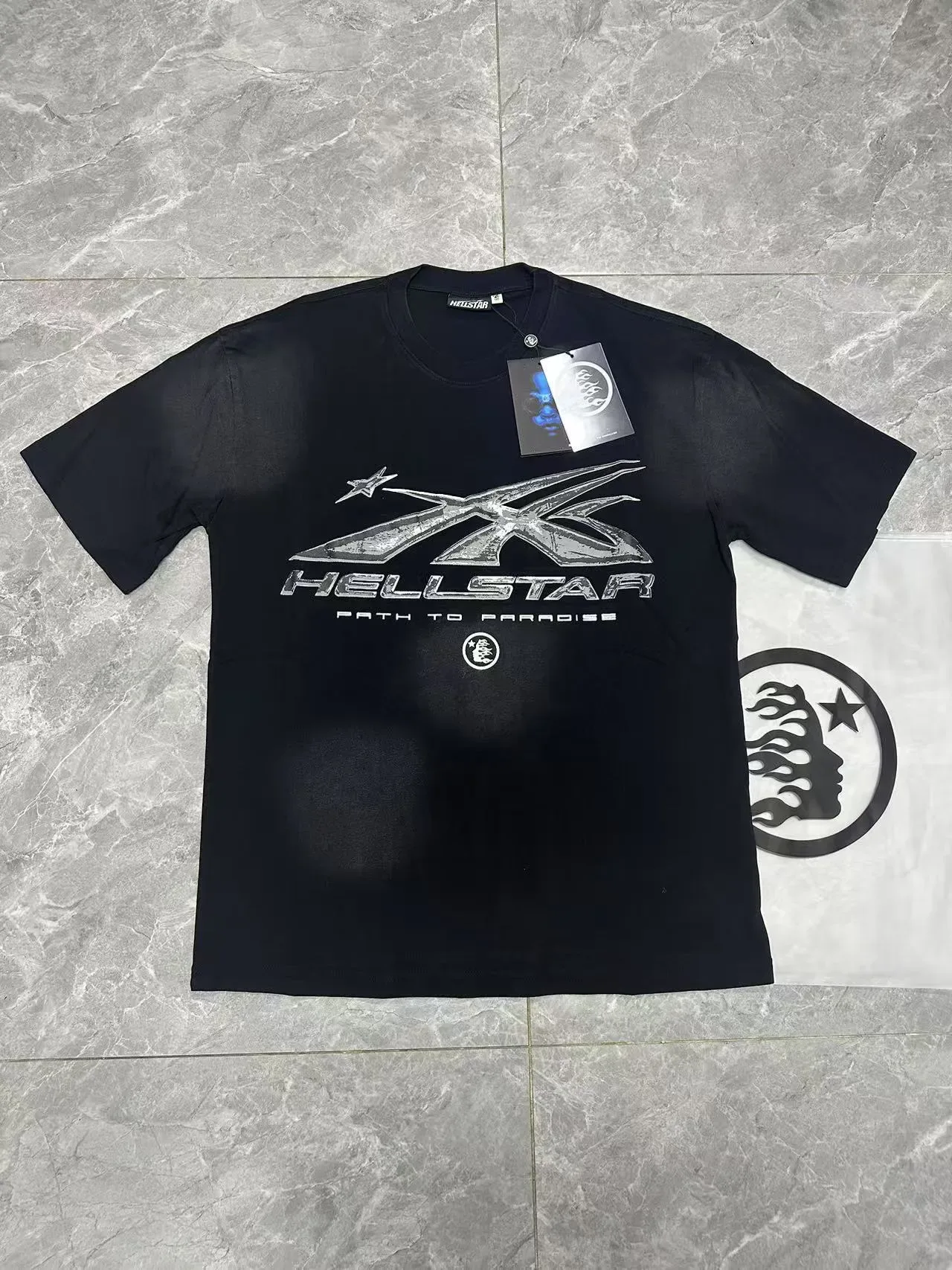 Hellstar Graphic Print Metallic Silver Black T-Shirt 16