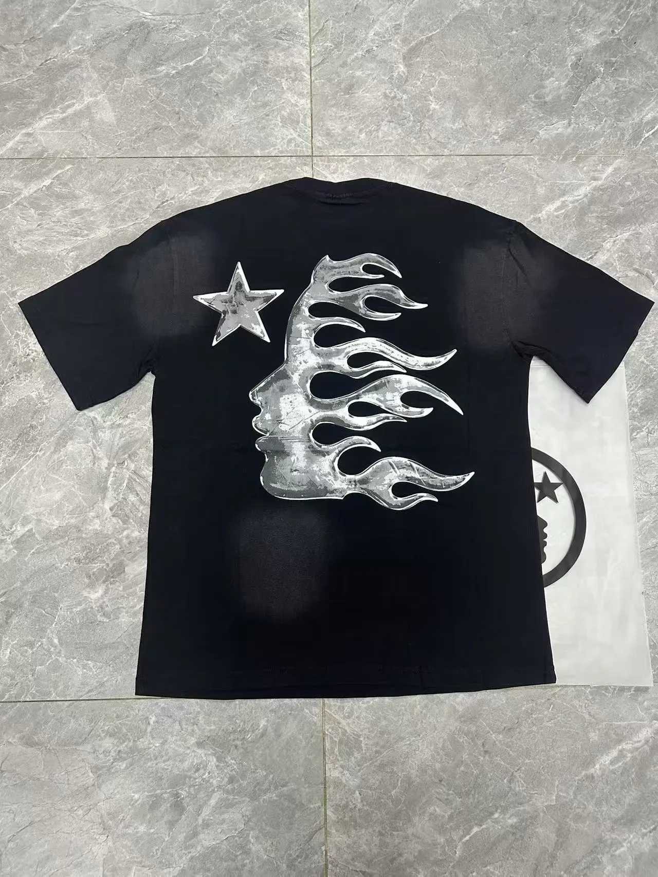 Hellstar Graphic Print Metallic Silver Black T-Shirt 17