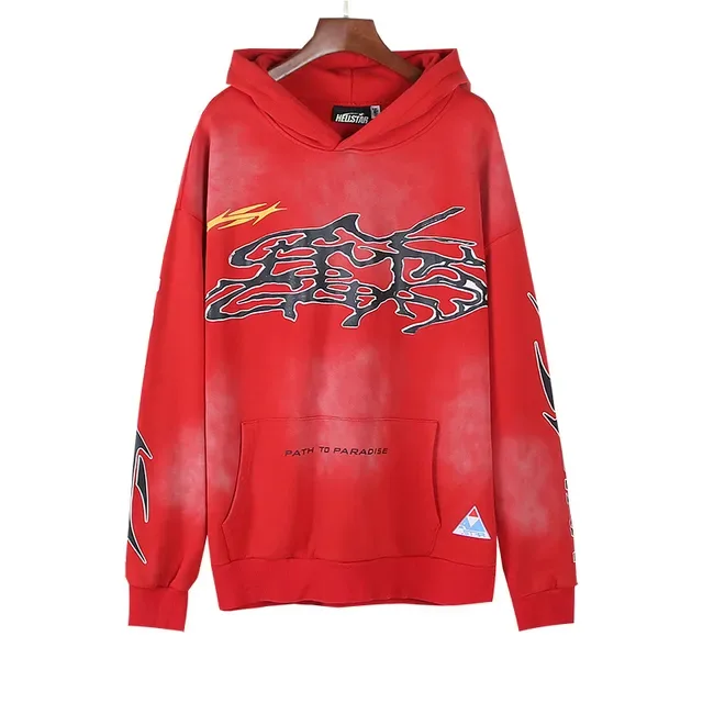 Hellstar vermelho e preto Oversized Fit Tie-Dye Wash hoodie 3