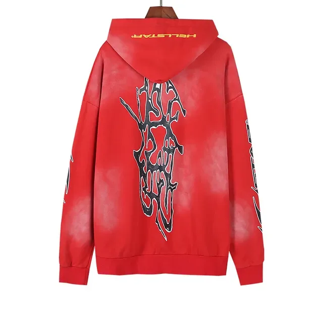 Hellstar vermelho e preto Oversized Fit Tie-Dye Wash hoodie 4