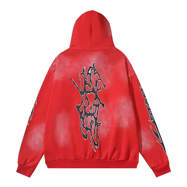 Hellstar vermelho e preto Oversized Fit Tie-Dye Wash hoodie 6