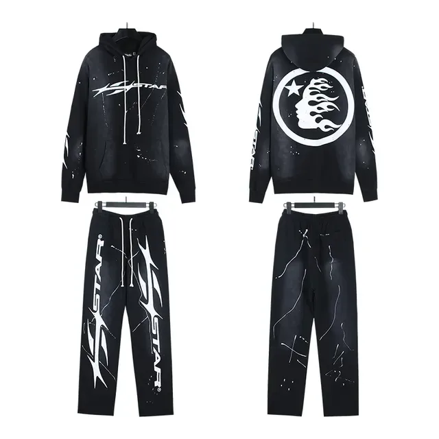 Hellstar STAR Graphic Distressed Black Tracksuit 4