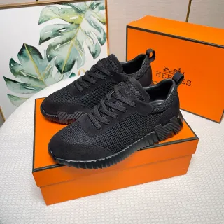 Hermès Black Mesh-Suede Hybrid Upper Lifestyle Sneakers