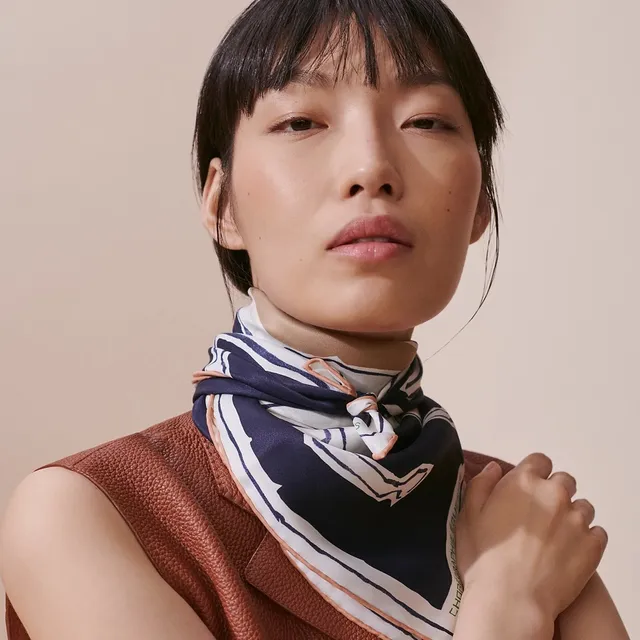Hermès Black Multicolor Geometric Border Stripe Silk Scarf 3