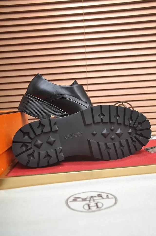 Hermès Black Single Strap Buckle Closure Monk Shoes 7