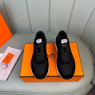 Hermès Black Suede and Mesh Lifestyle Sneakers