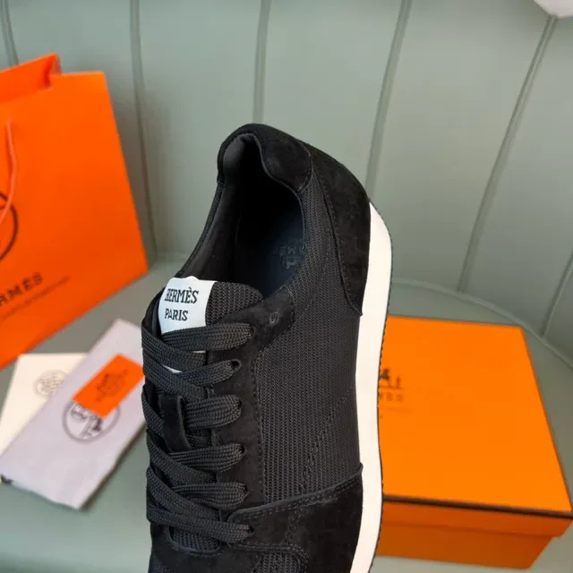 Hermès Black Suede and Mesh Lifestyle Sneakers 3