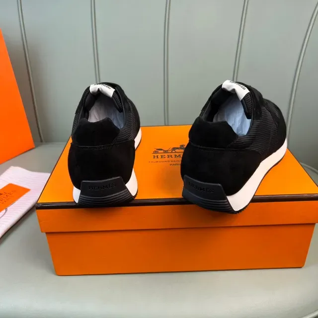 Hermès Black Suede and Mesh Lifestyle Sneakers 6