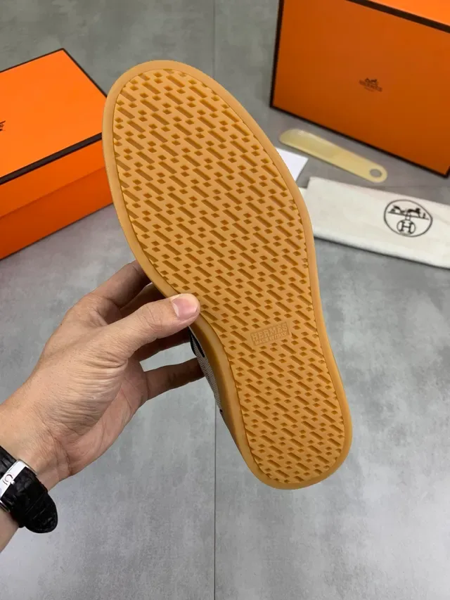 Hermès Chypre Two-Tone Textile and Leather Lifestyle Sneaker 2