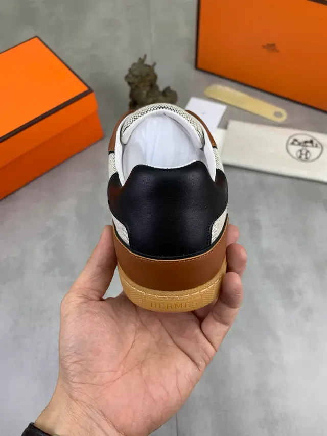 Hermès Chypre Two-Tone Textile and Leather Lifestyle Sneaker 3