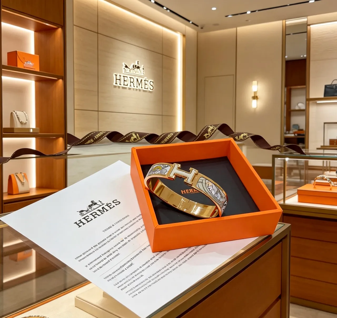 Hermès Clic H Esmalte Ilustração Pulseira dourada 4