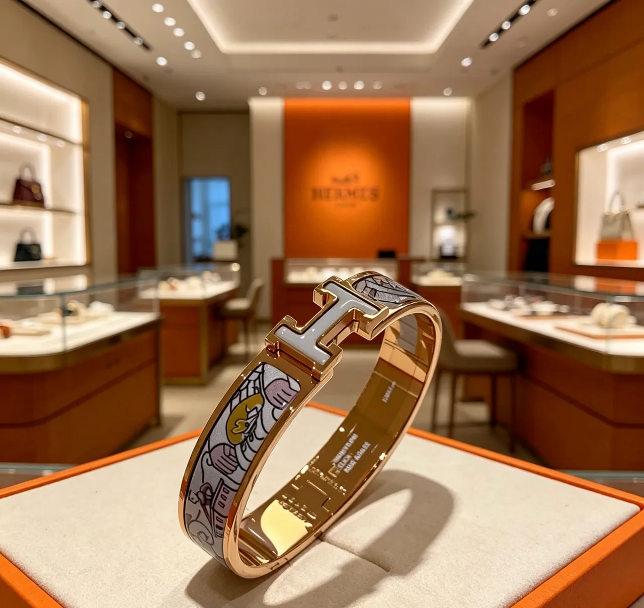 Hermès Clic H Esmalte Ilustração Pulseira dourada 6