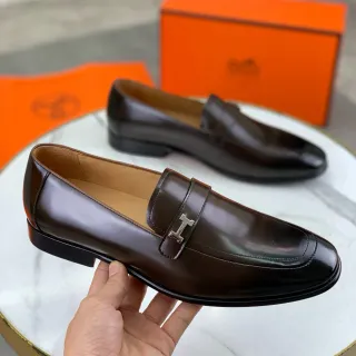 Hermès H Loafer Brown Polished Leather Loafers