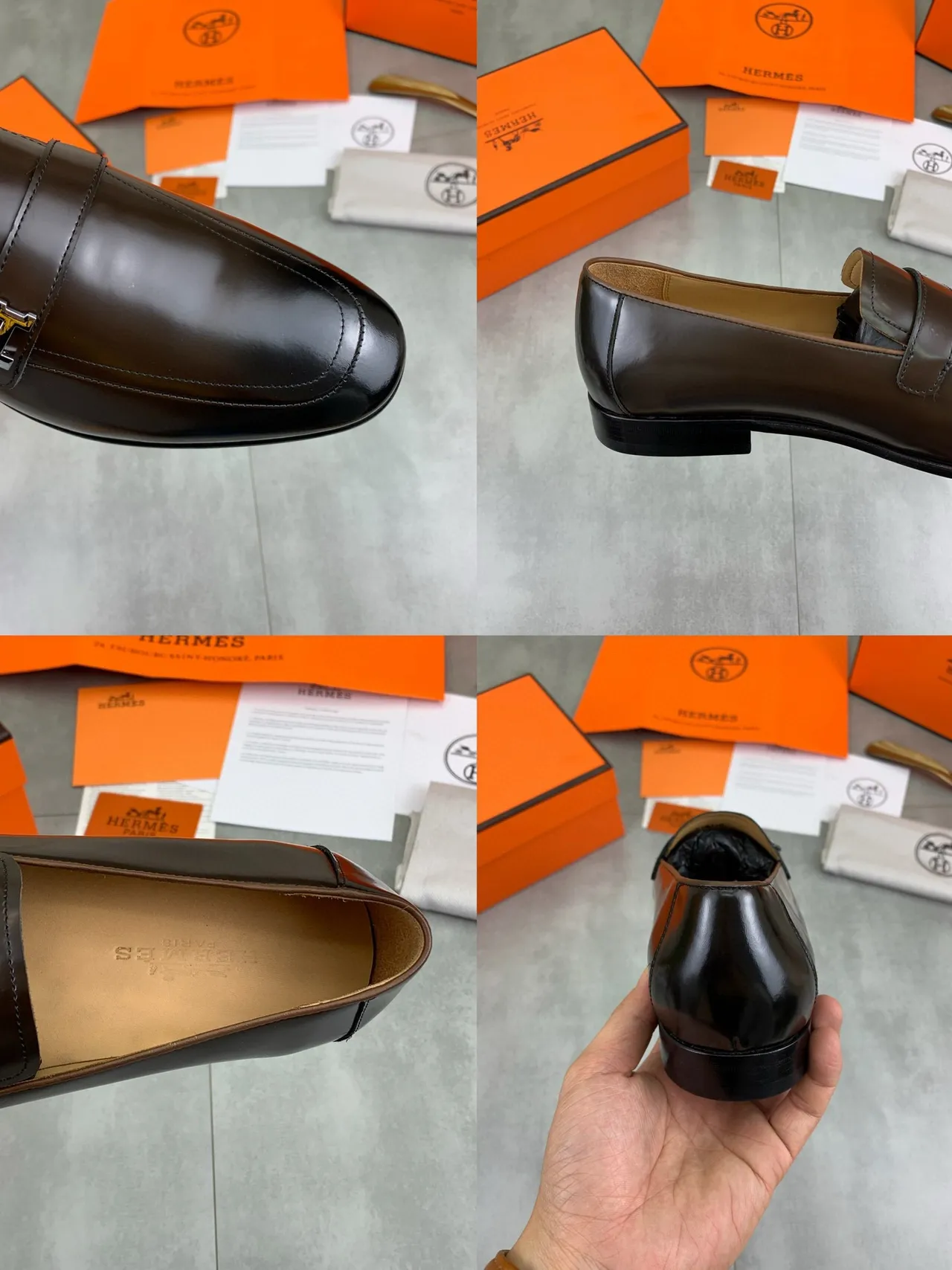 Hermès H Loafer Brown Polished Leather Loafers 2