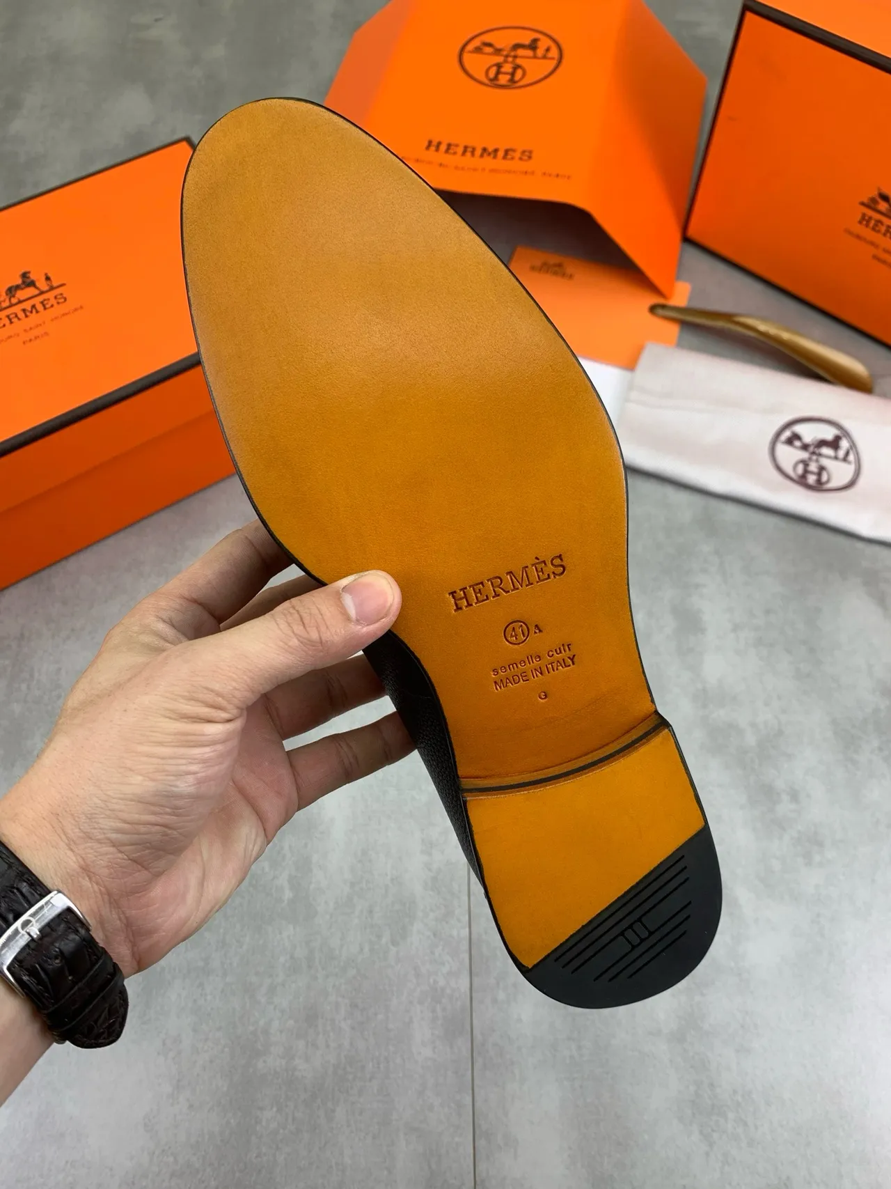 Hermès H Logo Loafer Black Pebbled Leather Loafer 3