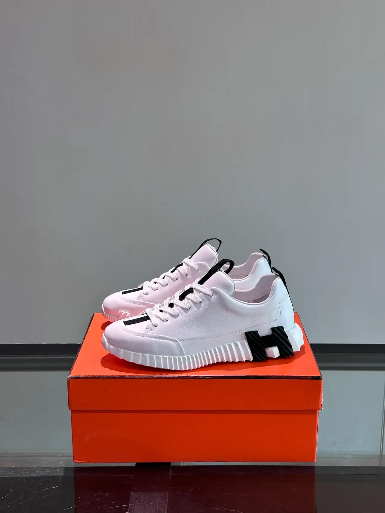 Hermès H-Ride White and Black Lifestyle Sneakers 5
