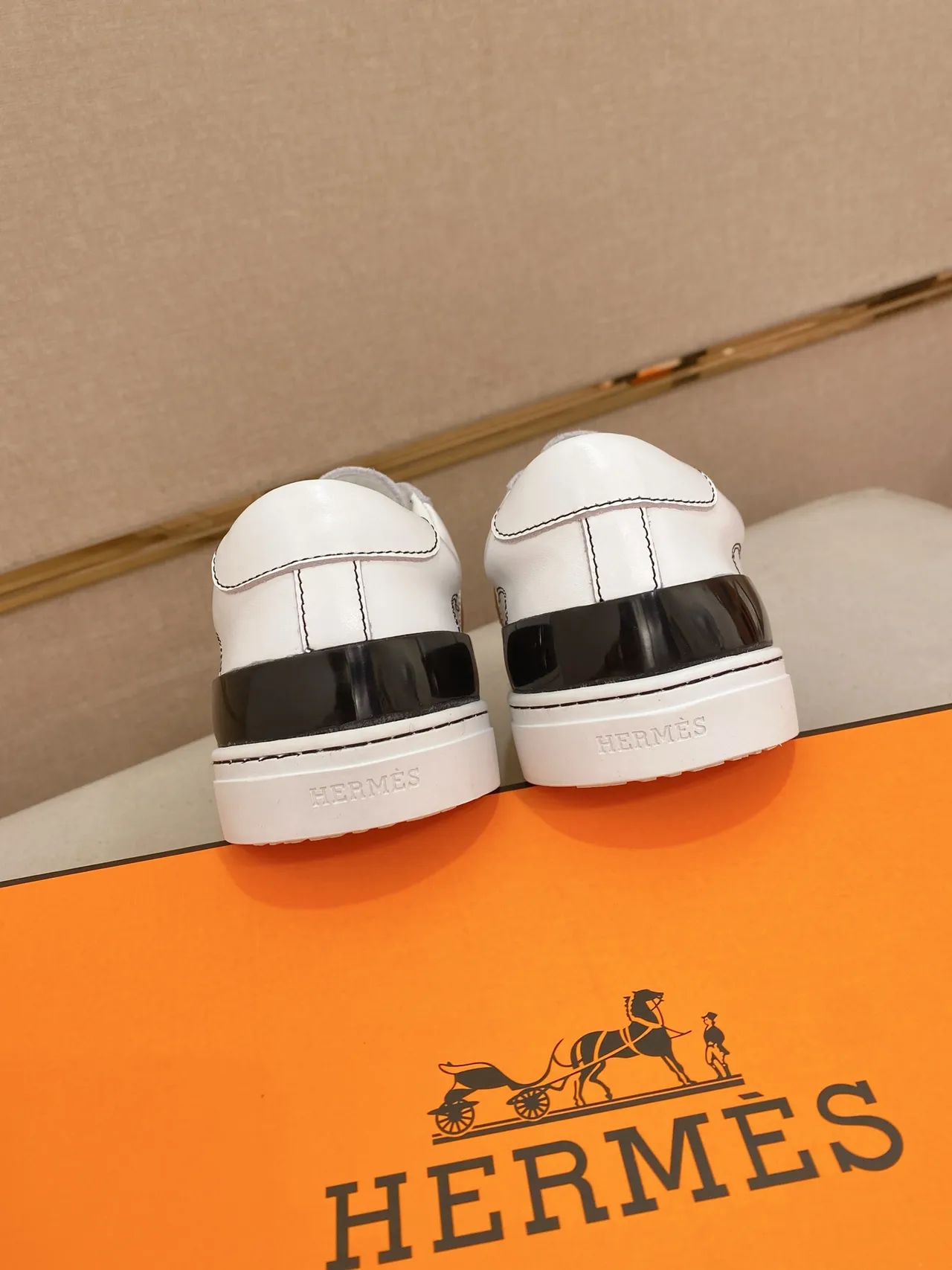 Hermès H Sneaker White Tan Black Lifestyle Sneakers 2
