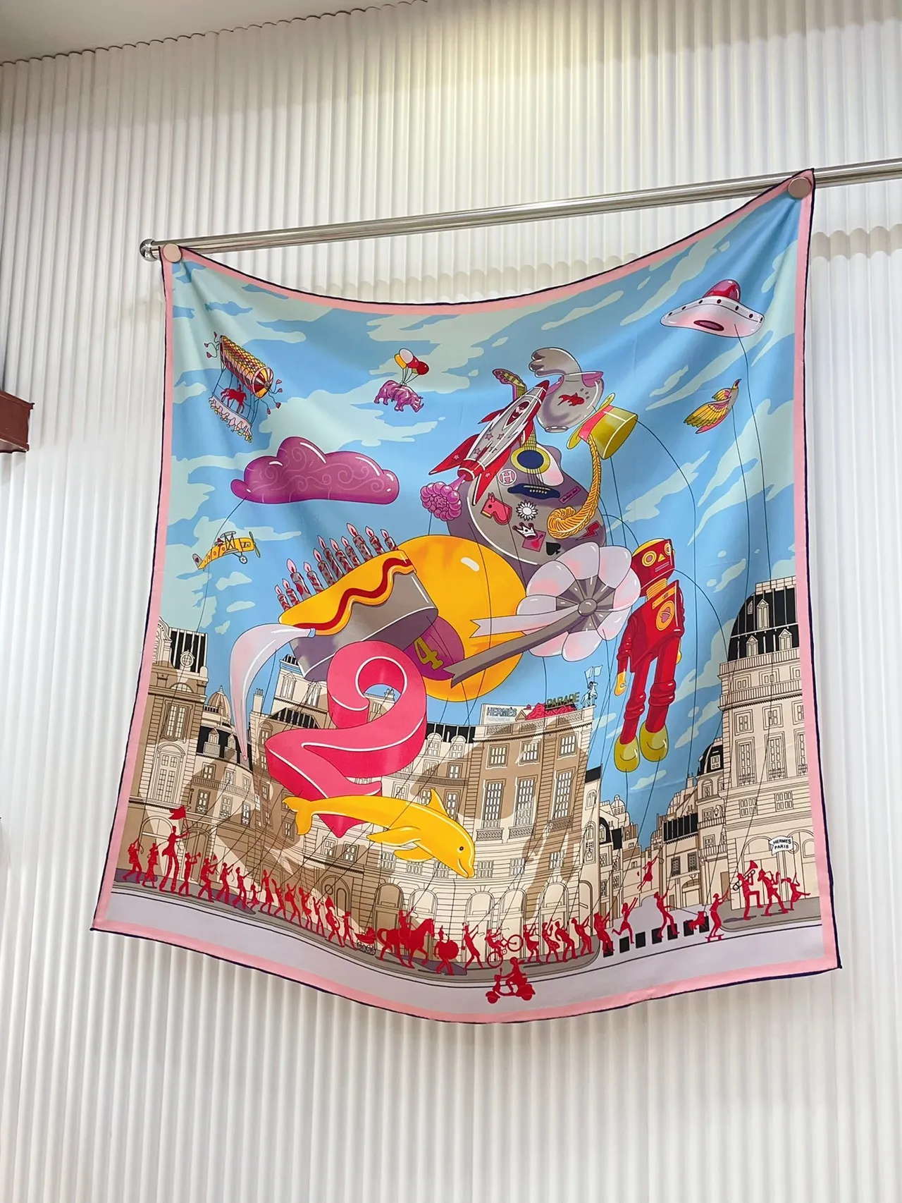 Hermès Illustrated Cityscape Multicolor Silk Scarf 5